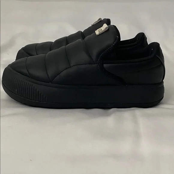 Puma Mayu Black Leather Puffy Slip On Sneakers Size 8 Women’s - Picture 7 of 14